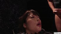 Japanese BDSM iron cage literal circle jerk surrounding confined JAV star Miho Nakazato who take turns giving blowjobs in between water t. leading to a big facial cumshot in HD with subtitles
